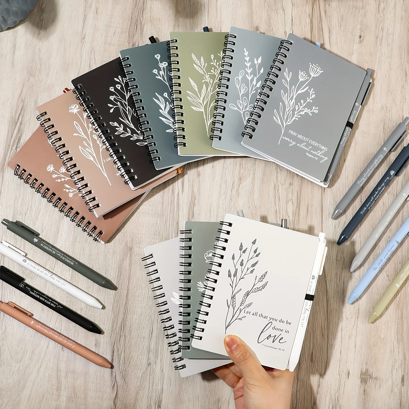 20 Sets Notebook 20 Sets Valentine's Day Gifts Bulk A6 Spiral Notebook Bible Journal For Women Men | Religious Aesthetic Scripture Notepad With Ballpoint Pen For Pastor Wife Sunday School